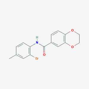 molecular formula C16H14BrNO3 B12140433 N-(2-bromo-4-methylphenyl)-2,3-dihydro-1,4-benzodioxine-6-carboxamide 