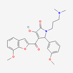 molecular formula C26H28N2O6 B12140473 1-[3-(Dimethylamino)propyl]-3-hydroxy-4-[(7-methoxybenzo[d]furan-2-yl)carbonyl]-5-(3-methoxyphenyl)-3-pyrrolin-2-one 