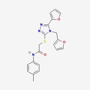 2-{[5-(furan-2-yl)-4-(furan-2-ylmethyl)-4H-1,2,4-triazol-3-yl]sulfanyl}-N-(4-methylphenyl)acetamide