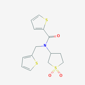 molecular formula C14H15NO3S3 B12140529 N-(1,1-dioxidotetrahydrothiophen-3-yl)-N-(thiophen-2-ylmethyl)thiophene-2-carboxamide 