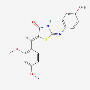 molecular formula C18H16N2O4S B12140680 (2E,5Z)-5-(2,4-dimethoxybenzylidene)-2-[(4-hydroxyphenyl)imino]-1,3-thiazolidin-4-one 