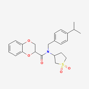 N-(1,1-dioxothiolan-3-yl)-N-[(4-propan-2-ylphenyl)methyl]-2,3-dihydro-1,4-benzodioxine-3-carboxamide