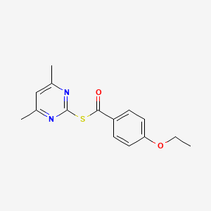 molecular formula C15H16N2O2S B12140714 S-(4,6-dimethylpyrimidin-2-yl) 4-ethoxybenzenecarbothioate 