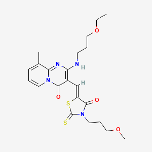 2-[(3-ethoxypropyl)amino]-3-{(Z)-[3-(3-methoxypropyl)-4-oxo-2-thioxo-1,3-thiazolidin-5-ylidene]methyl}-9-methyl-4H-pyrido[1,2-a]pyrimidin-4-one