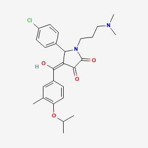 molecular formula C26H31ClN2O4 B12140795 (4E)-5-(4-chlorophenyl)-1-[3-(dimethylamino)propyl]-4-{hydroxy[3-methyl-4-(propan-2-yloxy)phenyl]methylidene}pyrrolidine-2,3-dione 