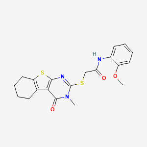 N-(2-methoxyphenyl)-2-(3-methyl-4-oxo(3,5,6,7,8-pentahydrobenzo[b]thiopheno[2, 3-d]pyrimidin-2-ylthio))acetamide