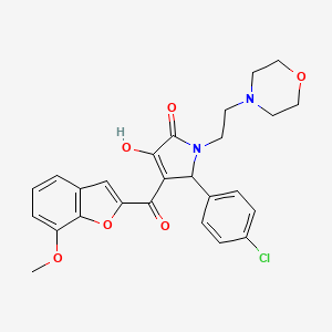 molecular formula C26H25ClN2O6 B12140850 5-(4-Chlorophenyl)-3-hydroxy-4-[(7-methoxybenzo[d]furan-2-yl)carbonyl]-1-(2-mo rpholin-4-ylethyl)-3-pyrrolin-2-one 