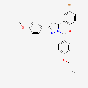 molecular formula C28H29BrN2O3 B12140874 9-Bromo-5-(4-butoxyphenyl)-2-(4-ethoxyphenyl)-1,10b-dihydropyrazolo[1,5-c][1,3]benzoxazine 