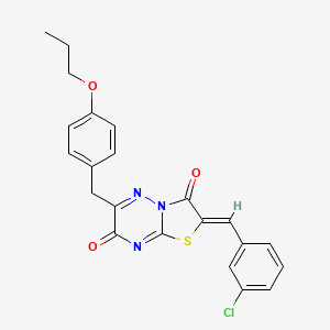 molecular formula C22H18ClN3O3S B12140882 (2Z)-2-(3-chlorobenzylidene)-6-(4-propoxybenzyl)-7H-[1,3]thiazolo[3,2-b][1,2,4]triazine-3,7(2H)-dione 