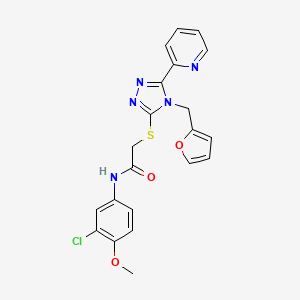 molecular formula C21H18ClN5O3S B12140889 N-(3-chloro-4-methoxyphenyl)-2-{[4-(furan-2-ylmethyl)-5-(pyridin-2-yl)-4H-1,2,4-triazol-3-yl]sulfanyl}acetamide 