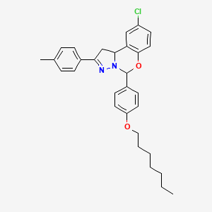 molecular formula C30H33ClN2O2 B12140917 9-Chloro-5-[4-(heptyloxy)phenyl]-2-(4-methylphenyl)-1,10b-dihydropyrazolo[1,5-c][1,3]benzoxazine 