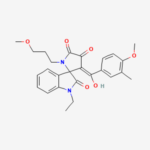 molecular formula C26H28N2O6 B12140940 1-ethyl-4'-hydroxy-3'-[(4-methoxy-3-methylphenyl)carbonyl]-1'-(3-methoxypropyl)spiro[indole-3,2'-pyrrole]-2,5'(1H,1'H)-dione 