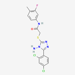 molecular formula C17H14Cl2FN5OS B12140961 2-{[4-amino-5-(2,4-dichlorophenyl)-4H-1,2,4-triazol-3-yl]sulfanyl}-N-(3-fluoro-4-methylphenyl)acetamide 