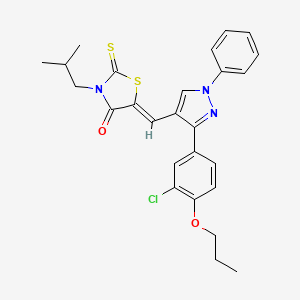 (5Z)-5-{[3-(3-chloro-4-propoxyphenyl)-1-phenyl-1H-pyrazol-4-yl]methylidene}-3-(2-methylpropyl)-2-thioxo-1,3-thiazolidin-4-one