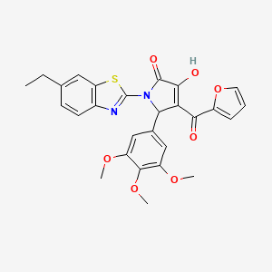 molecular formula C27H24N2O7S B12141012 1-(6-Ethylbenzothiazol-2-yl)-4-(2-furylcarbonyl)-3-hydroxy-5-(3,4,5-trimethoxy phenyl)-3-pyrrolin-2-one 