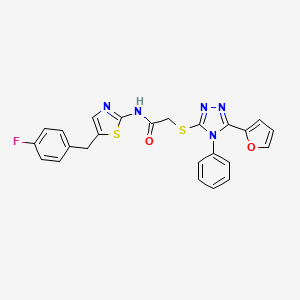 N-{5-[(4-fluorophenyl)methyl]-1,3-thiazol-2-yl}-2-{[5-(furan-2-yl)-4-phenyl-4H-1,2,4-triazol-3-yl]sulfanyl}acetamide