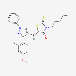 molecular formula C26H27N3O2S2 B12141114 (5Z)-5-{[3-(4-methoxy-2-methylphenyl)-1-phenyl-1H-pyrazol-4-yl]methylidene}-3-pentyl-2-thioxo-1,3-thiazolidin-4-one 