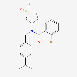 molecular formula C21H24BrNO3S B12141150 2-bromo-N-(1,1-dioxidotetrahydrothiophen-3-yl)-N-[4-(propan-2-yl)benzyl]benzamide 