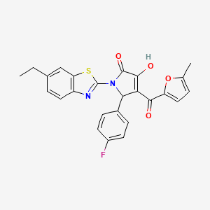 (4E)-1-(6-ethyl-1,3-benzothiazol-2-yl)-5-(4-fluorophenyl)-4-[hydroxy(5-methylfuran-2-yl)methylidene]pyrrolidine-2,3-dione