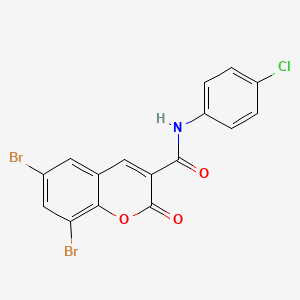 (6,8-dibromo-2-oxochromen-3-yl)-N-(4-chlorophenyl)carboxamide