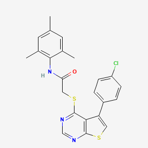 molecular formula C23H20ClN3OS2 B12141335 2-[5-(4-chlorophenyl)thiopheno[3,2-e]pyrimidin-4-ylthio]-N-(2,4,6-trimethylphe nyl)acetamide 