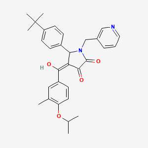 molecular formula C31H34N2O4 B12141362 (4E)-5-(4-tert-butylphenyl)-4-{hydroxy[3-methyl-4-(propan-2-yloxy)phenyl]methylidene}-1-(pyridin-3-ylmethyl)pyrrolidine-2,3-dione 