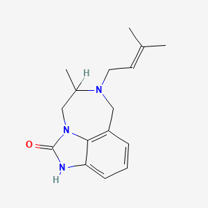 molecular formula C16H21N3O B1214137 Imidazo[4,5,1-jk][1,4]benzodiazepin-2(1H)-one,4,5,6,7-tetrahydro-5-methyl-6-(3-methyl-2-butenyl)- CAS No. 126233-96-3