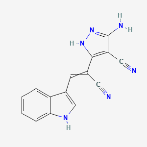 molecular formula C15H10N6 B1214138 3-amino-5-[1-cyano-2-(1H-indol-3-yl)ethenyl]-1H-pyrazole-4-carbonitrile 
