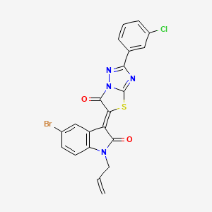 (3Z)-5-bromo-3-[2-(3-chlorophenyl)-6-oxo[1,3]thiazolo[3,2-b][1,2,4]triazol-5(6H)-ylidene]-1-(prop-2-en-1-yl)-1,3-dihydro-2H-indol-2-one