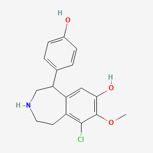 molecular formula C17H18ClNO3 B1214144 9-chloro-5-(4-hydroxyphenyl)-8-methoxy-2,3,4,5-tetrahydro-1H-3-benzazepin-7-ol CAS No. 95183-47-4