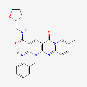 7-benzyl-6-imino-13-methyl-2-oxo-N-[(oxolan-2-yl)methyl]-1,7,9-triazatricyclo[8.4.0.0^{3,8}]tetradeca-3(8),4,9,11,13-pentaene-5-carboxamide