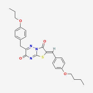 molecular formula C26H27N3O4S B12141453 (2Z)-2-(4-butoxybenzylidene)-6-(4-propoxybenzyl)-7H-[1,3]thiazolo[3,2-b][1,2,4]triazine-3,7(2H)-dione 