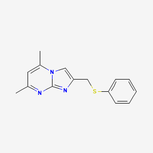 molecular formula C15H15N3S B12141464 5,7-Dimethyl-2-[(phenylsulfanyl)methyl]imidazo[1,2-a]pyrimidine 