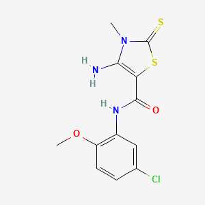 molecular formula C12H12ClN3O2S2 B12141482 4-amino-N-(5-chloro-2-methoxyphenyl)-3-methyl-2-sulfanylidene-2,3-dihydro-1,3-thiazole-5-carboxamide 