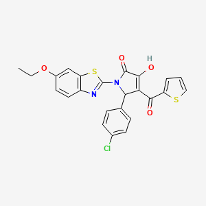 molecular formula C24H17ClN2O4S2 B12141563 (4E)-5-(4-chlorophenyl)-1-(6-ethoxy-1,3-benzothiazol-2-yl)-4-[hydroxy(thiophen-2-yl)methylidene]pyrrolidine-2,3-dione 