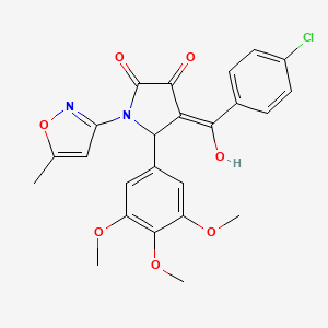 molecular formula C24H21ClN2O7 B12141600 (4E)-4-[(4-chlorophenyl)(hydroxy)methylidene]-1-(5-methyl-1,2-oxazol-3-yl)-5-(3,4,5-trimethoxyphenyl)pyrrolidine-2,3-dione 