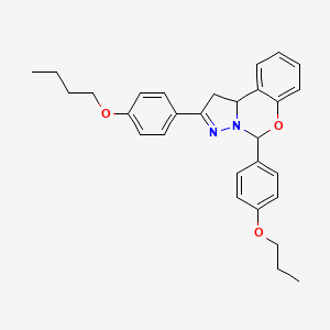 molecular formula C29H32N2O3 B12141609 2-(4-Butoxyphenyl)-5-(4-propoxyphenyl)-1,10b-dihydropyrazolo[1,5-c][1,3]benzoxazine 