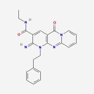 molecular formula C22H21N5O2 B12141613 N-ethyl[2-imino-5-oxo-1-(2-phenylethyl)(1,6-dihydropyridino[1,2-a]pyridino[2,3-d]pyrimidin-3-yl)]carboxamide 