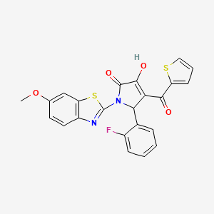 (4E)-5-(2-fluorophenyl)-4-[hydroxy(thiophen-2-yl)methylidene]-1-(6-methoxy-1,3-benzothiazol-2-yl)pyrrolidine-2,3-dione