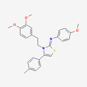 molecular formula C27H28N2O3S B12141638 N-[(2Z)-3-[2-(3,4-dimethoxyphenyl)ethyl]-4-(4-methylphenyl)-1,3-thiazol-2(3H)-ylidene]-4-methoxyaniline 