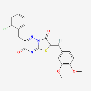 molecular formula C21H16ClN3O4S B12141680 (2Z)-6-(2-chlorobenzyl)-2-(3,4-dimethoxybenzylidene)-7H-[1,3]thiazolo[3,2-b][1,2,4]triazine-3,7(2H)-dione 