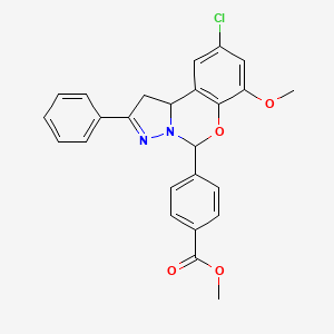 molecular formula C25H21ClN2O4 B12141693 Methyl 4-(9-chloro-7-methoxy-2-phenyl-1,10b-dihydropyrazolo[1,5-c][1,3]benzoxazin-5-yl)benzoate 