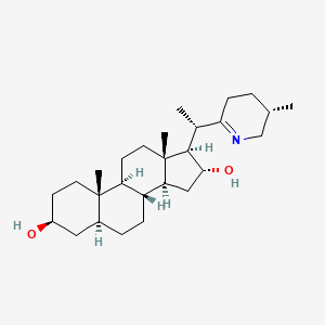 molecular formula C27H45NO2 B1214171 (3S,5S,8R,9S,10S,13S,14S,16R,17R)-10,13-dimethyl-17-[(1S)-1-[(3S)-3-methyl-2,3,4,5-tetrahydropyridin-6-yl]ethyl]-2,3,4,5,6,7,8,9,11,12,14,15,16,17-tetradecahydro-1H-cyclopenta[a]phenanthrene-3,16-diol CAS No. 36297-66-2