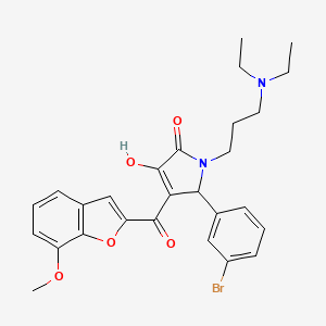 molecular formula C27H29BrN2O5 B12141737 1-[3-(Diethylamino)propyl]-5-(3-bromophenyl)-3-hydroxy-4-[(7-methoxybenzo[d]fu ran-2-yl)carbonyl]-3-pyrrolin-2-one 