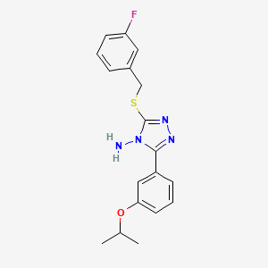 molecular formula C18H19FN4OS B12141753 3-[(3-fluorobenzyl)sulfanyl]-5-[3-(propan-2-yloxy)phenyl]-4H-1,2,4-triazol-4-amine 