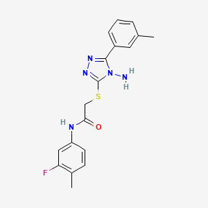 molecular formula C18H18FN5OS B12141754 2-{[4-amino-5-(3-methylphenyl)-4H-1,2,4-triazol-3-yl]sulfanyl}-N-(3-fluoro-4-methylphenyl)acetamide 