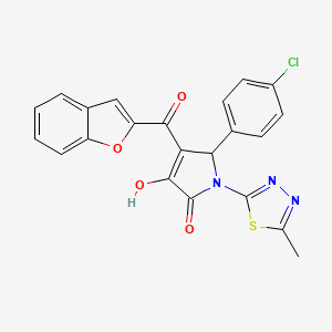 molecular formula C22H14ClN3O4S B12141769 4-(1-benzofuran-2-carbonyl)-5-(4-chlorophenyl)-3-hydroxy-1-(5-methyl-1,3,4-thiadiazol-2-yl)-2,5-dihydro-1H-pyrrol-2-one 