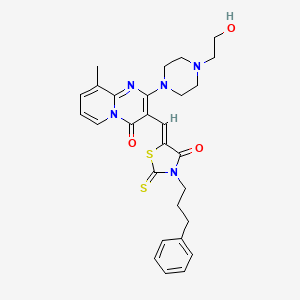 2-[4-(2-hydroxyethyl)piperazin-1-yl]-9-methyl-3-{(Z)-[4-oxo-3-(3-phenylpropyl)-2-thioxo-1,3-thiazolidin-5-ylidene]methyl}-4H-pyrido[1,2-a]pyrimidin-4-one