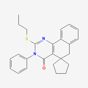 molecular formula C25H26N2OS B12141832 3-phenyl-2-(propylsulfanyl)-3H-spiro[benzo[h]quinazoline-5,1'-cyclopentan]-4(6H)-one 