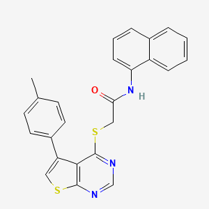 molecular formula C25H19N3OS2 B12141844 2-{[5-(4-methylphenyl)thieno[2,3-d]pyrimidin-4-yl]sulfanyl}-N-(naphthalen-1-yl)acetamide 